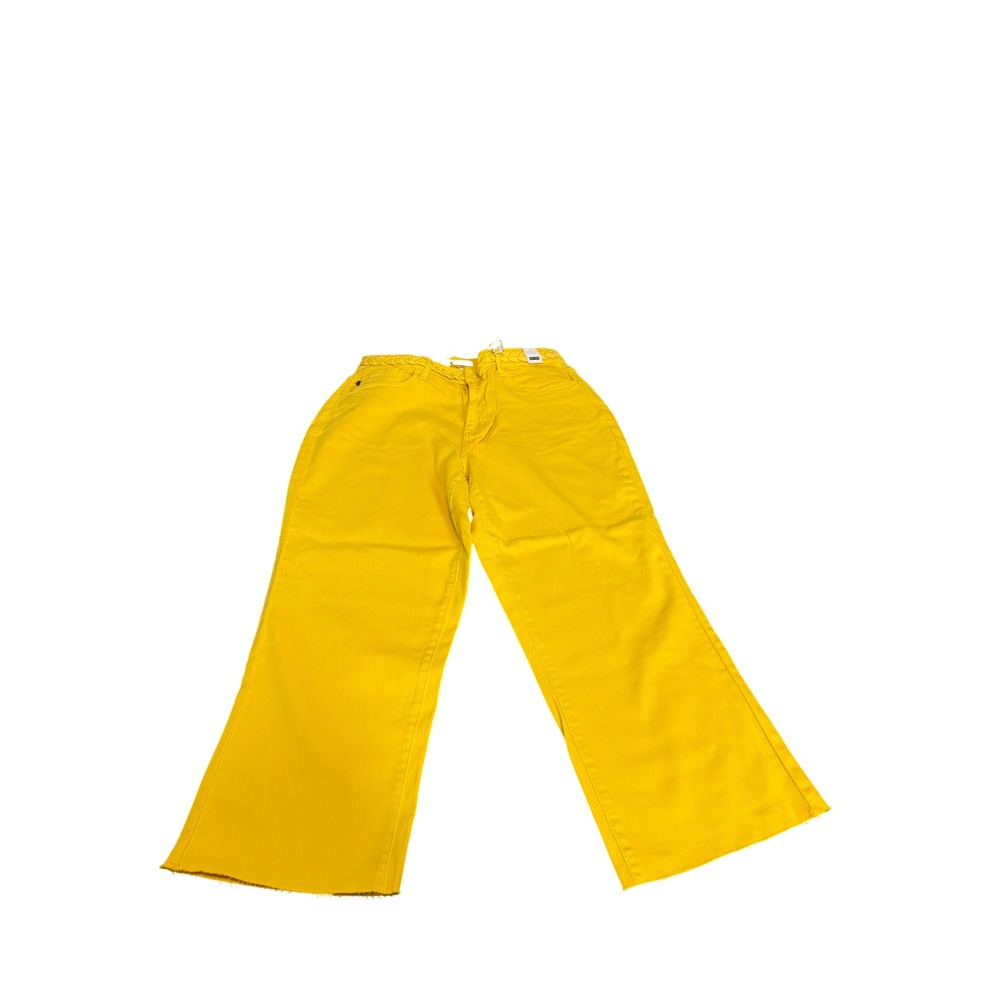 Judy Blue Womens Denim Yellow High Rise CapriJeans Garment Dyed Size 14W